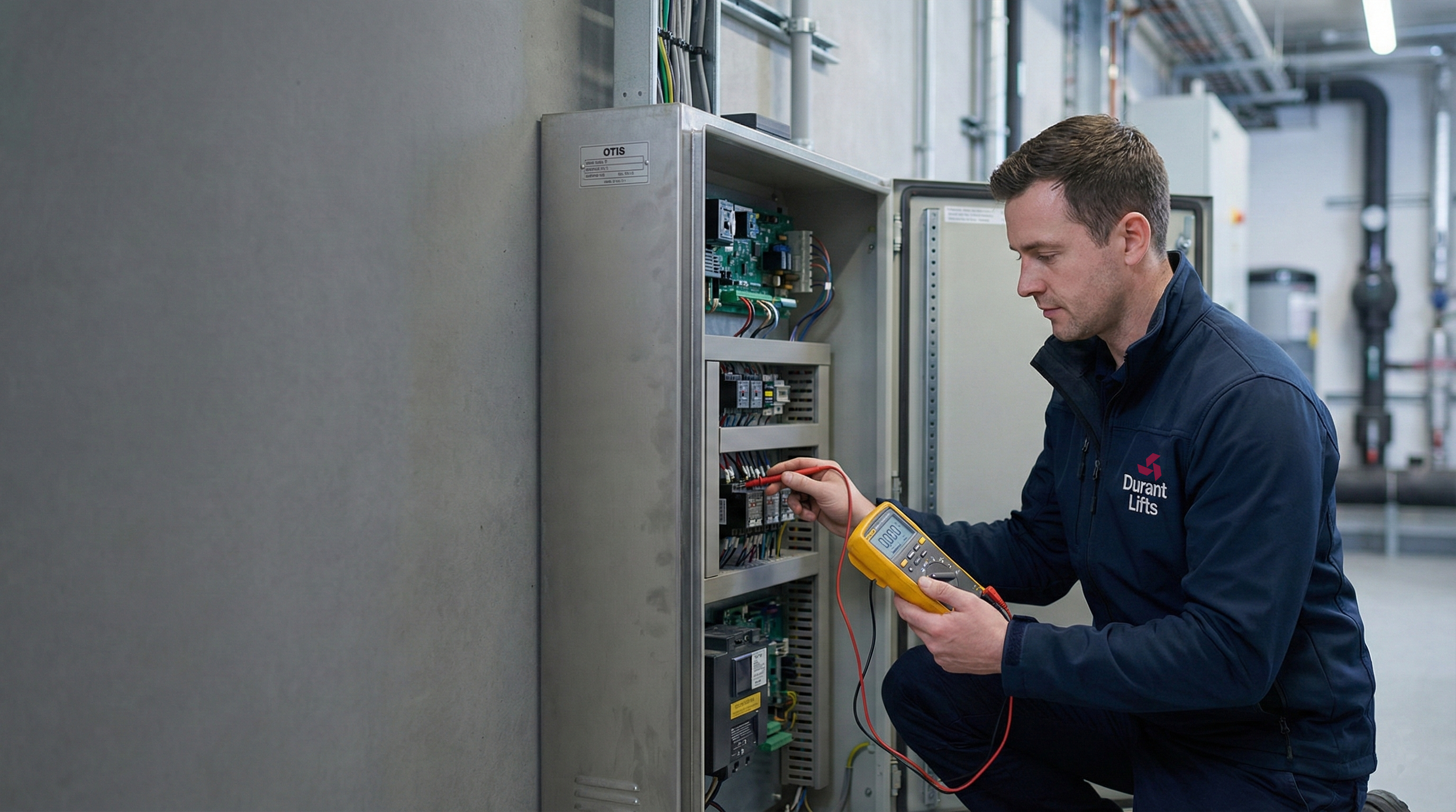 Lift engineer attending a lift fault