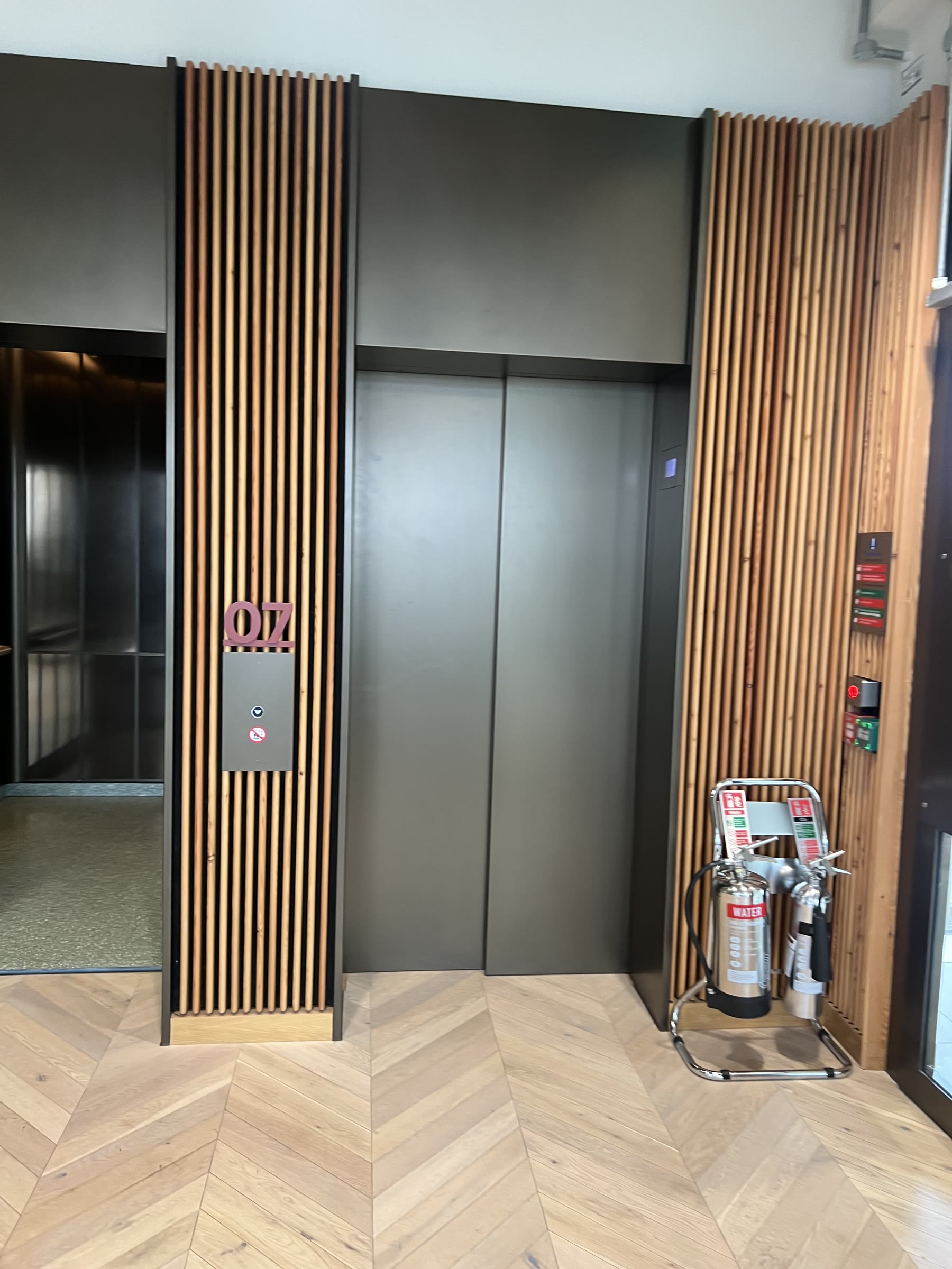 Passenger lift lobby in a residential apartment building