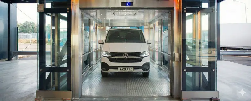Vehicle lift serving an underground parking area